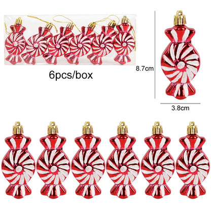 6pcs Christmas Lollipop Candy Cane Pendant Xmas Tree Hanging Ball Ornaments Christmas Decorations for Home 2024 New Year Gift Set5