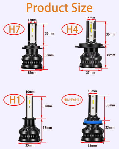 YHKOMS 80W 14000LM Car Haedlight H4 H7 H1 LED H8 H9 H11 4300K 5000K 6500K 8000K 25000K Auto fog Light 80W 16000LM 12V LED Bulb