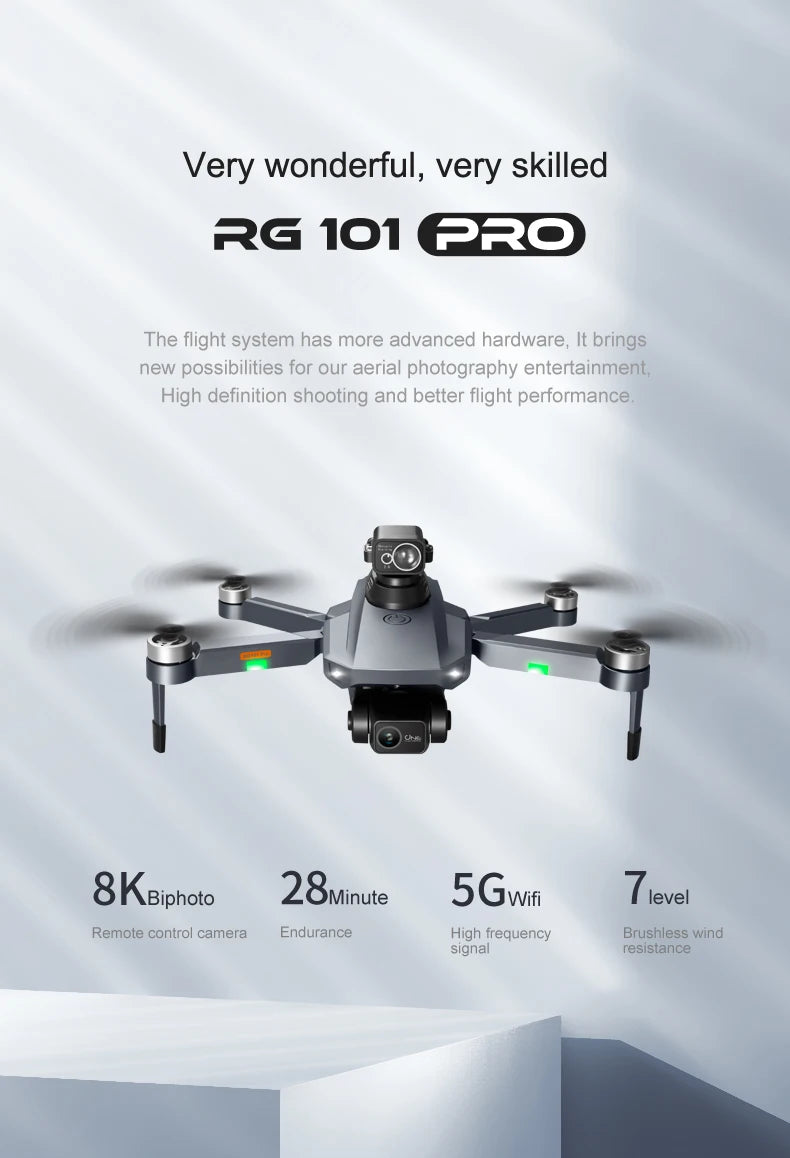 RG101 Pro GPS Drone 4K With 2-axis Gimbal HD Dual Camera 5G WIFI 360° Obstacle Avoidance Brushless Foldable Quadcopter Dron