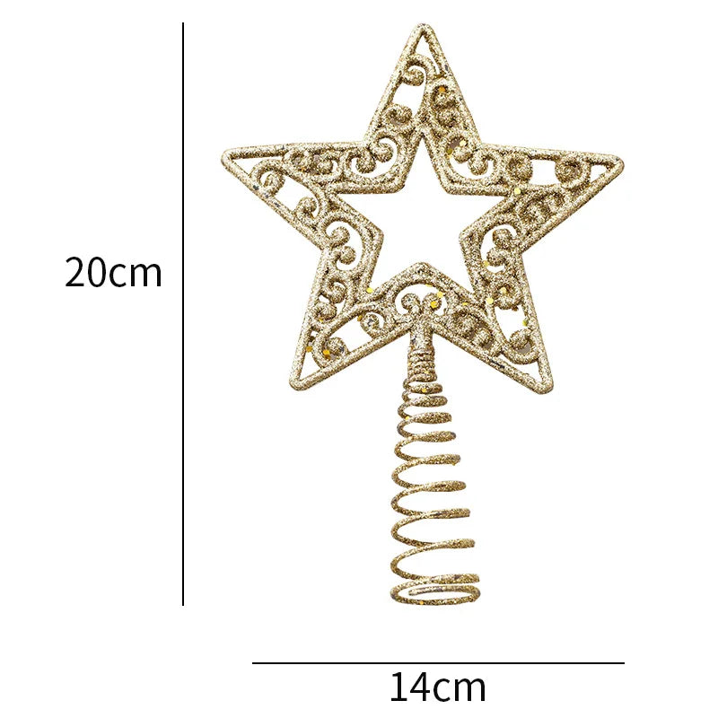 Snowflake Christmas Tree Topper Glitter Hollow Gold Star Xmas Tree Ornaments Christmas Decorations For Home 2023 Xmas New Year 3