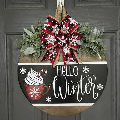 Christmas Decorations Wooden Welcome Sign Pendant Christmas Door Hanging Decoration Home Window Window Sign Plaque Decor