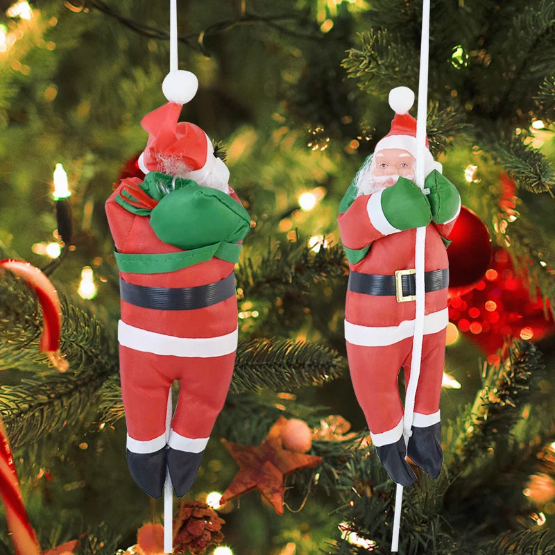 Christmas Ornaments Gift Climbing Ladder Santa Claus Christmas Tree Wall Hanging Pendants Climbing Rope Doll New Year Kids Toy