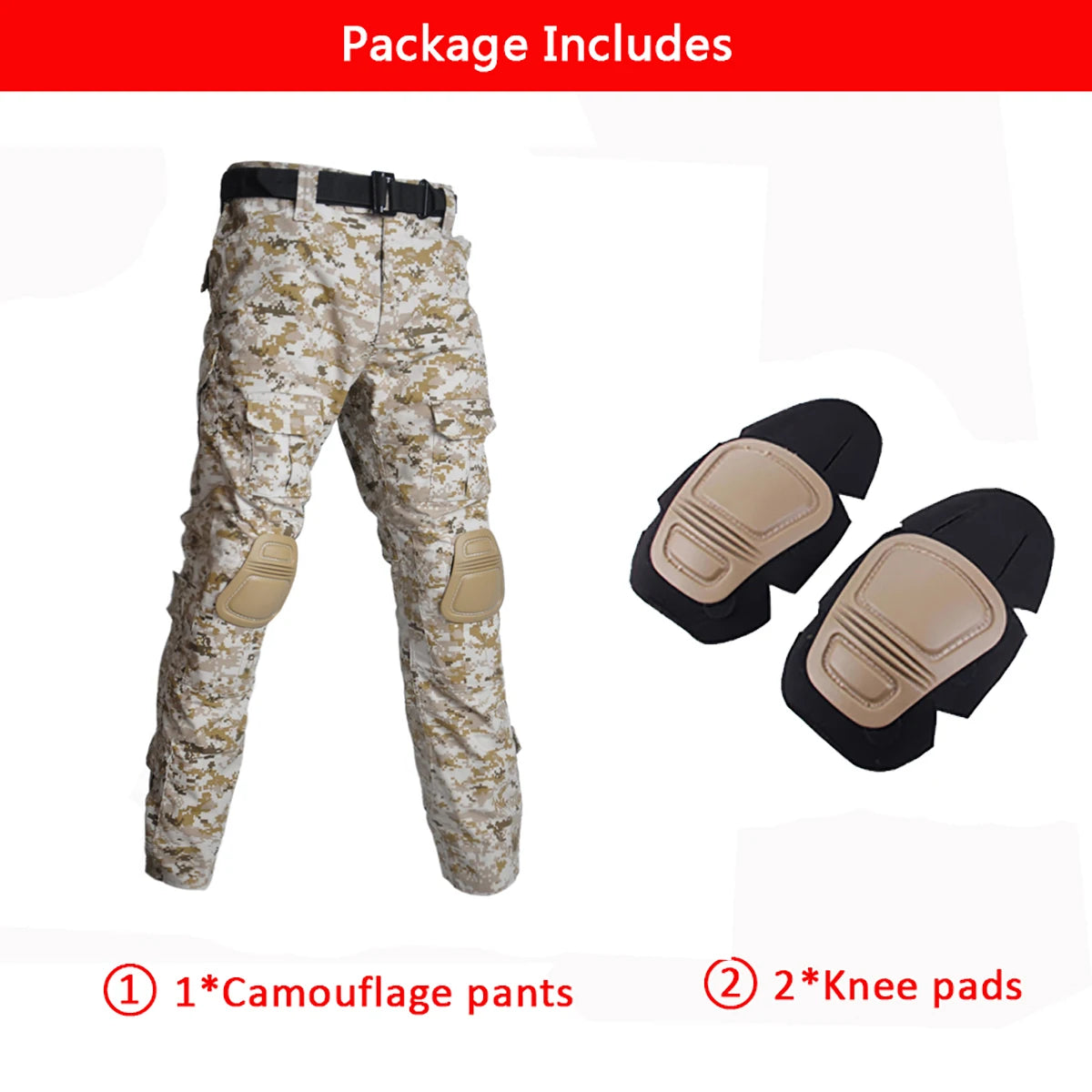 Multicam Camouflage Military Tactical Pants Army Wear-resistant Hiking Pant Paintball Combat Pant With Knee Pads Hunting Clothes desert digtal pants