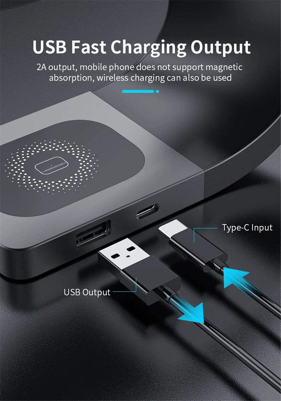 Magnetic Wireless Charger Stand 15W Induction Usb Chargers Quick Fast Charging Dock Station For iPhone 14 13 12 IWatch Airpods