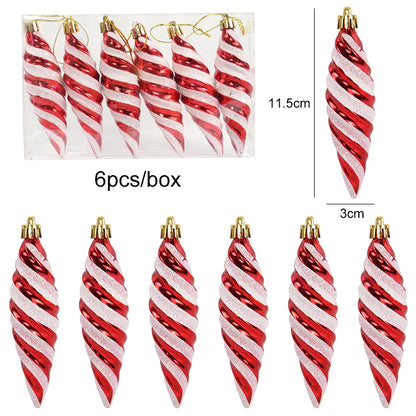 6pcs Christmas Lollipop Candy Cane Pendant Xmas Tree Hanging Ball Ornaments Christmas Decorations for Home 2024 New Year Gift Set6