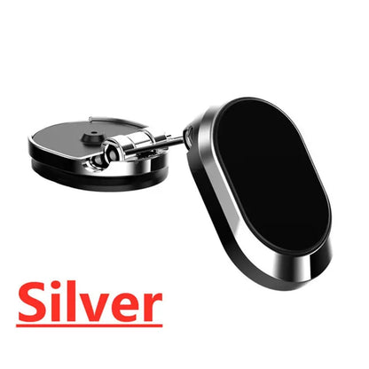 Car Folding Magnetic Suction Mobile Phone Bracket Instrument Panel Bracket Car Mobile Phone Fixed 360 Degree Rotating Navigation silver
