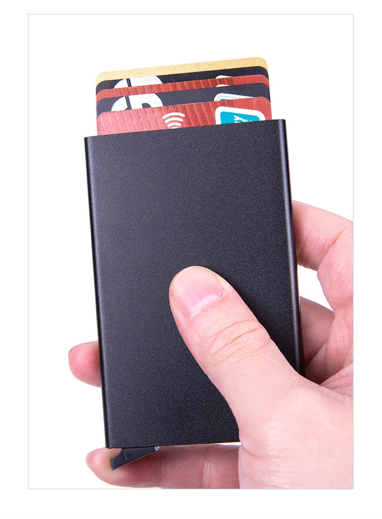 Anti-theft ID Credit Card Holder Simple Porte Carte Thin Aluminium Metal Wallets Pocket Case Bank Women Men Credit Card Box