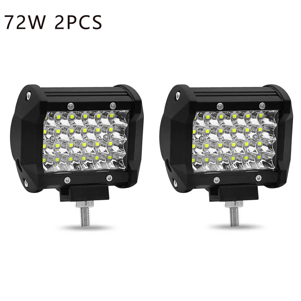 2PCS Car LED Light Bar Offroad 4x4 Spotlights Fog Lamp 12V Diode Headlight Truck Farm Tractor Boat SUV ATV Light Bar/work Light 72w 2PCS