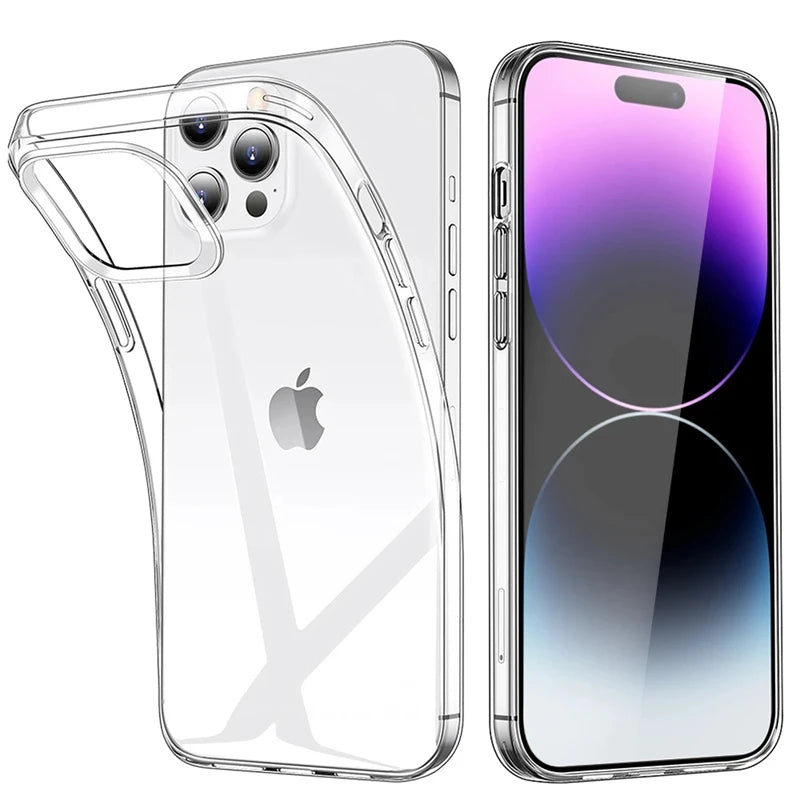 Clear Phone Case for iPhone 13 14 Pro Max 12 Mini 7 8 Plus Soft TPU Ultra-thin Back Cover Case for iPhone 11 PRO X XR XS MAX 15