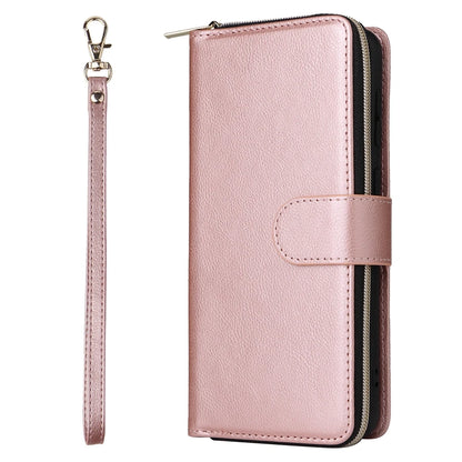 Wallet Luxury 9-Card Leather Case For Samsung Galaxy S23 Ultra S22 Ultra S21 Plus S20 FE S10 Lite S9 S8 Note 20 Ultra 10 Lite Rose gold