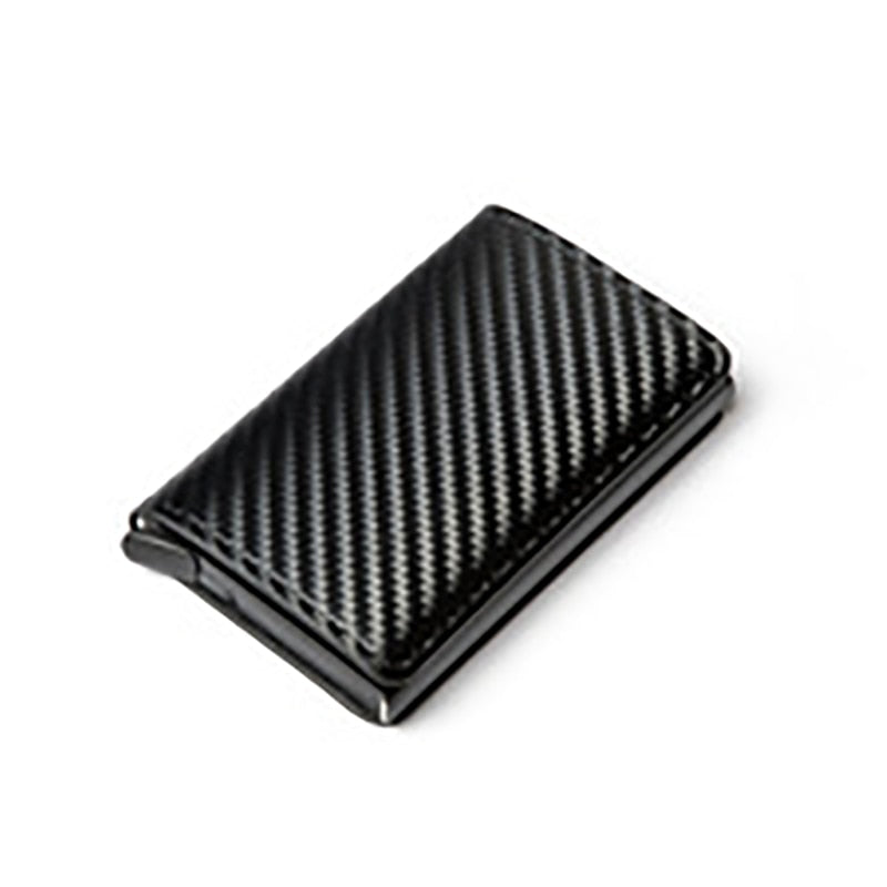 Credit Card Holder Men Woman Smart Wallet RFID Cardholder Carbon Fiber Leather Wallet Money Clip Purse Card Case TQ012-Black