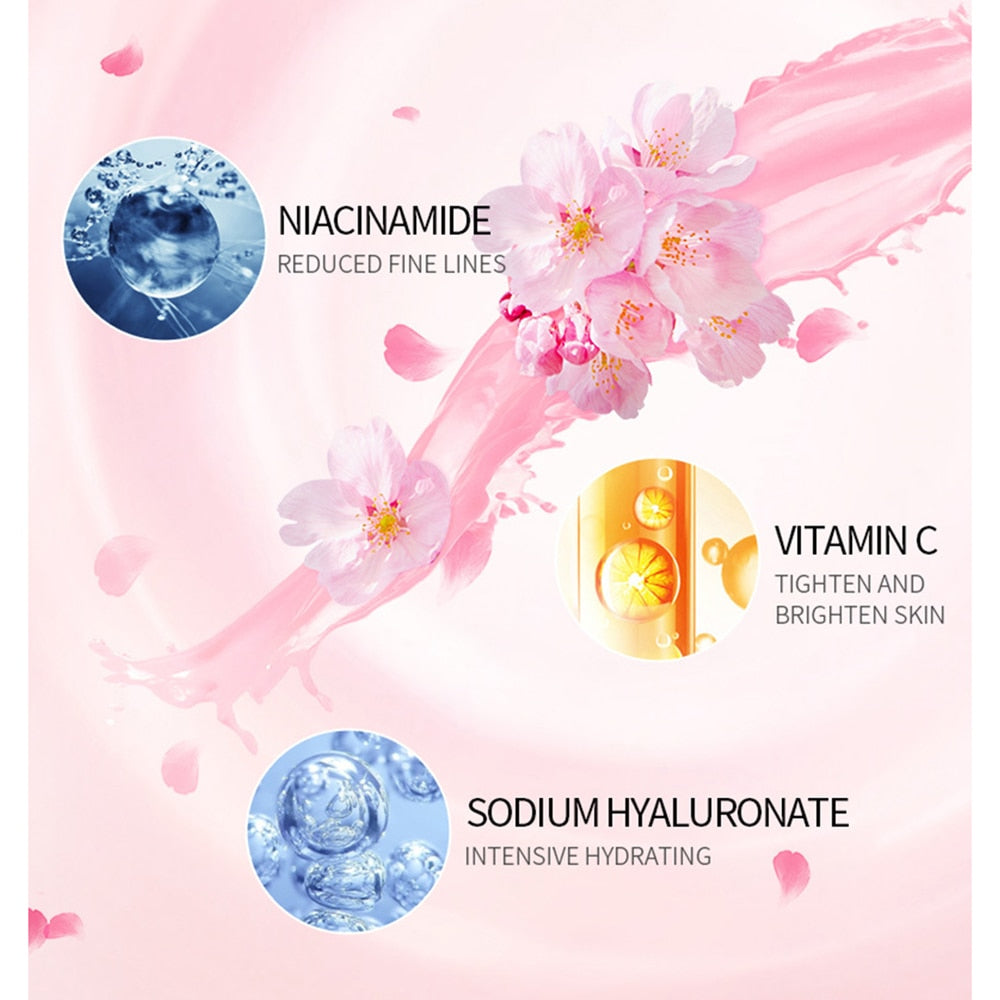 Sakura Facial Cleanser Moisturize Nourish Remove Fine Lines Lip Mask Fade Dark Circles Eye Cream Korean Cosmetics Skin Care Set