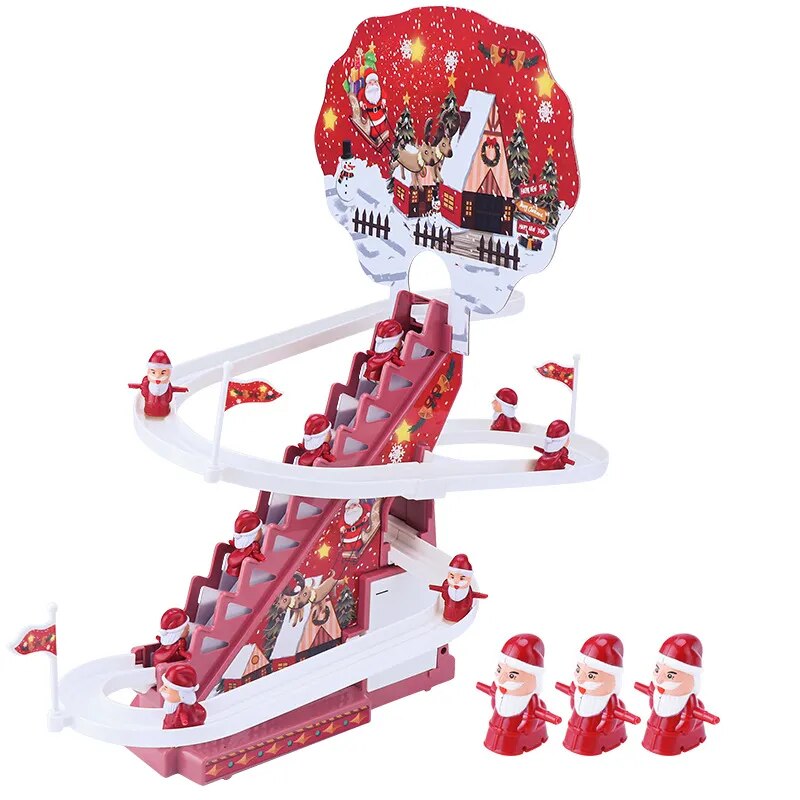 Santa Claus Automatic Climbing Ladder Electric Christmas Rail Slide Educational Music Toys Kids Gift Christmas Decor Ornaments Battery Model China