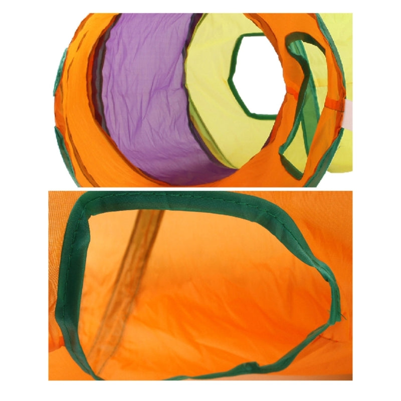 Collapsible Cats Tunnel Cats Toy Playing Tunnels Durable Polyester Hideaway Rainbow-Color L-Shape Tube for Small Animal