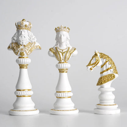 Resin Handicraft Chess Golden King Abstract Portrait Sculpture Chess Piece Decorative Figurines Room Decoration Accessories