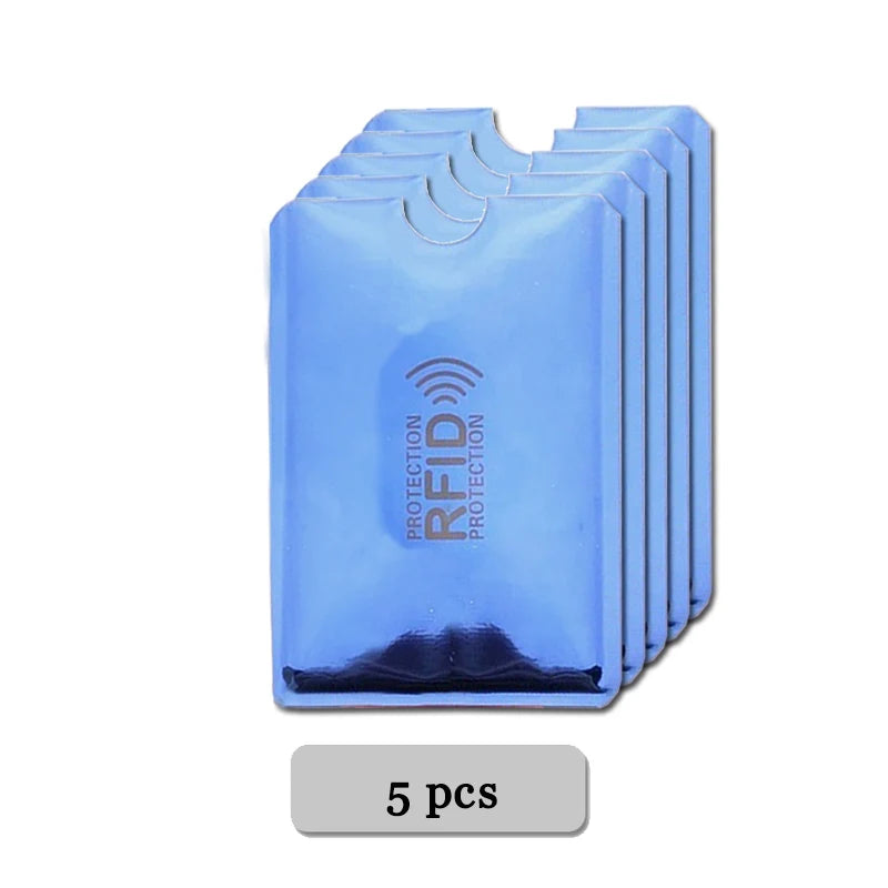 5-20 pcs Aluminium Anti Rfid Card Holder NFC Blocking Reader Lock Id Bank Card Holder Case Protection Metal Credit Card Case 5 pcs Blue