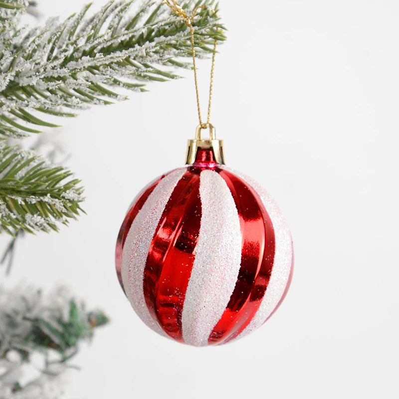 14Pcs/box Christmas Candy Cane Red Ball Ornaments Xmas Tree Hanging Pendants Navidad New Year Home Decorations 2024 Natal Gift