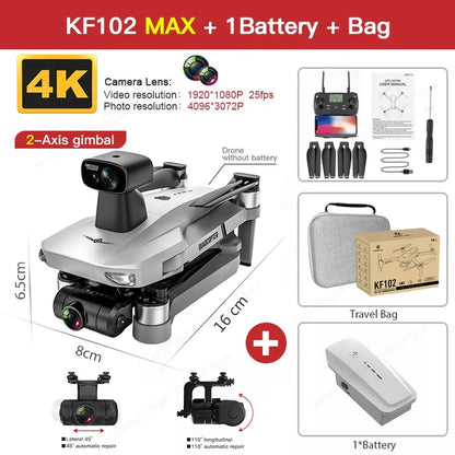 New KF102 MAX Drone 4K Brushless With Professional HD Camera 2-Axis GPS Fpv RC Quadcopter Helicopters Drones Toys For Boys KF102 MAX 1B Bag CHINA