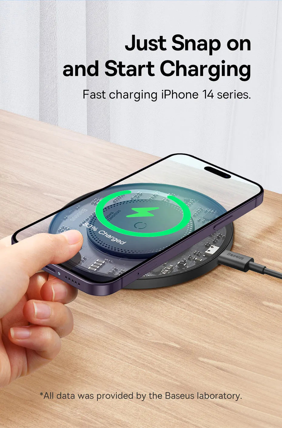 Baseus 15W Fast Wireless Charger For iPhone 15 14 For Airpods Visible Qi Wireless Quick Charging Pad For Samsung S22 Xiaomi LG