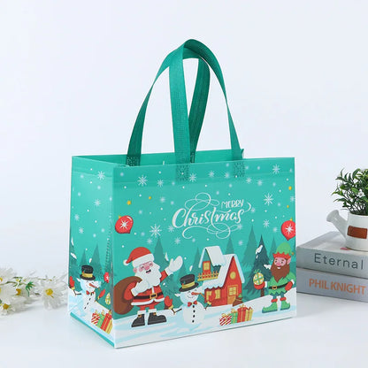 Merry Christmas Gift Bags Non-woven Santa Claus Snowman Handbag Xmas Holiday Party Supplies 2024 New Year Candy Gift Packaging 14