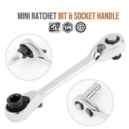 Mini Treble 1/4 Ratchet Wrench Double Ended Quick Socket Ratchet Wrench Screwdriver Hex Torque Wrenches Set 2-in-1 Spanner