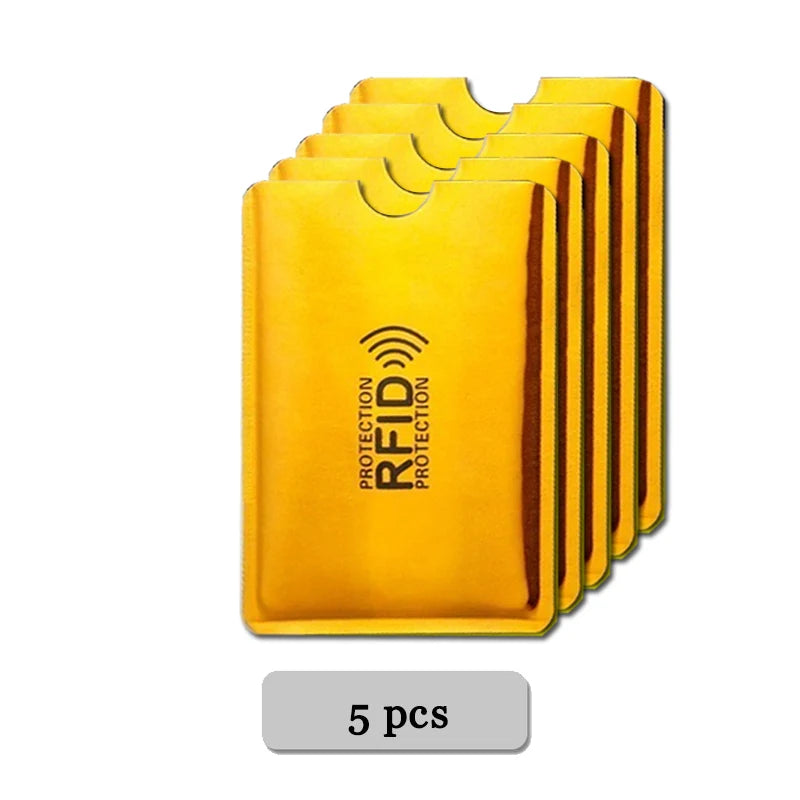 5-20 pcs Aluminium Anti Rfid Card Holder NFC Blocking Reader Lock Id Bank Card Holder Case Protection Metal Credit Card Case 5 pcs Yellow-gold