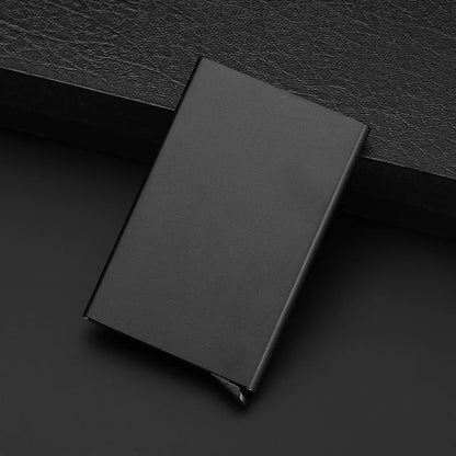 Anti-theft ID Credit Card Holder Minimalist Porte Carte Thin Aluminium Metal Wallets Pocket Case Bank Women Men Credit Card Box black