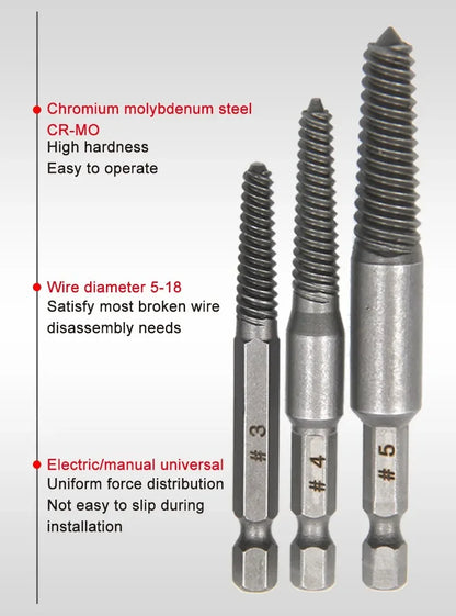 10pc Hexagonal Shank Broken Head Screw Extractor Screw Broken Head Screwdriver for Taking out Electric Drill Tool Set