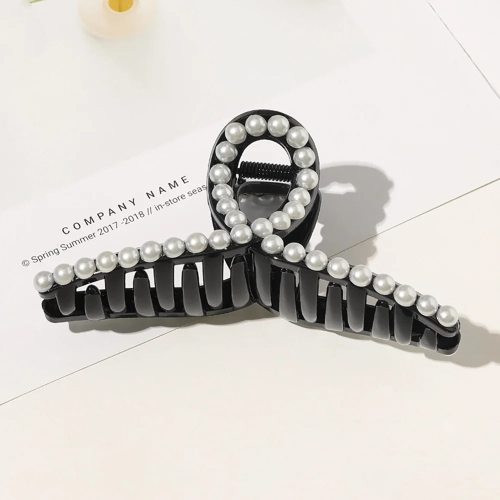 AWATYR 2021 New Hyperbole Big Pearls Acrylic Hair Claw Clips Big Size Makeup Hair Styling Barrettes for Women Hair Accessories H China