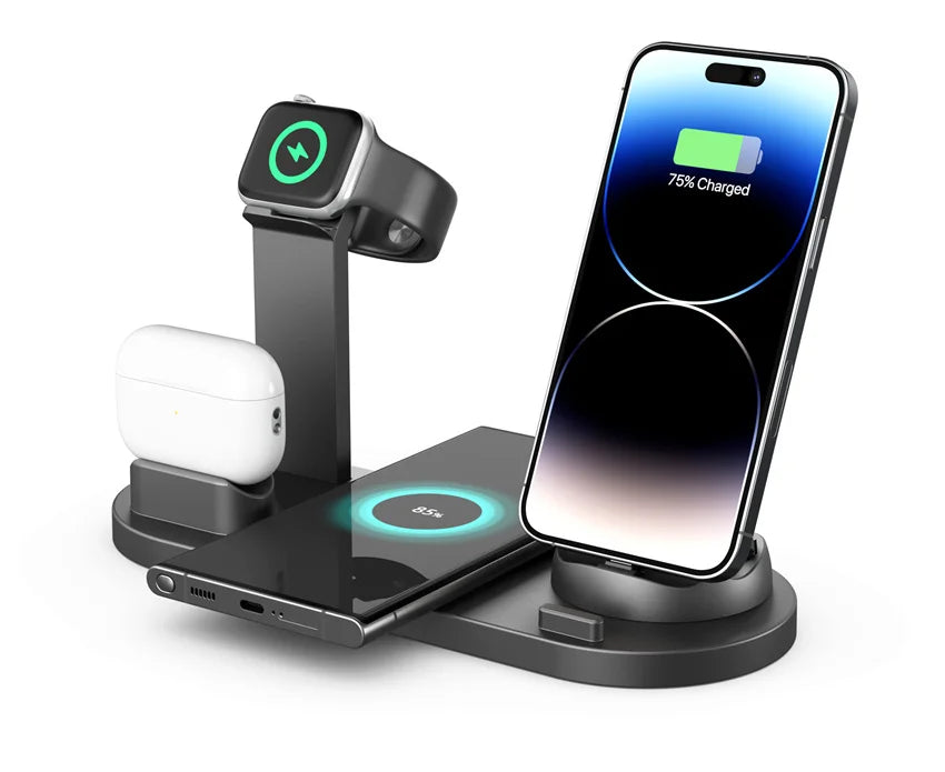 5 In 1 Wireless Charger Stand Pad For iPhone 15 14 13 12 11 X Apple Watch Airpods Desk Phone Chargers Fast Charging Dock Station