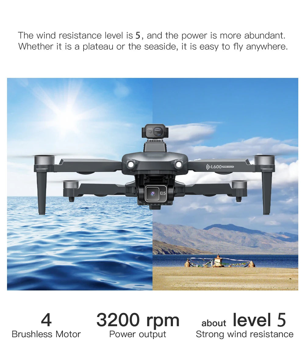 L600 PRO MAX Drone 4K Three-Axis PTZ HD Dual Camera Laser Obstacle Avoidance Brushless Motor GPS 5G WIFI RC FPV Quadcopter Toys