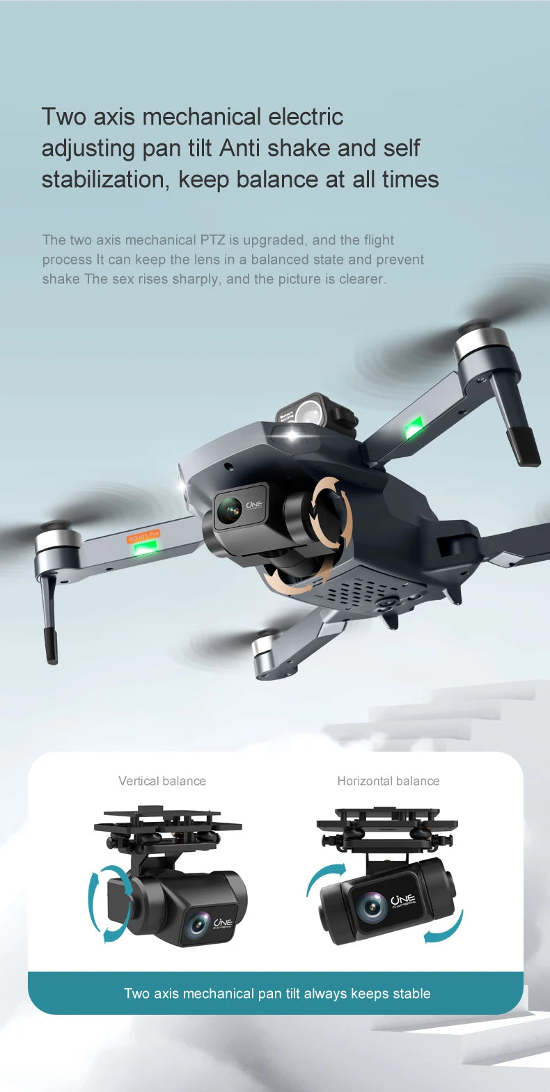 RG101 Pro GPS Drone 4K With 2-axis Gimbal HD Dual Camera 5G WIFI 360° Obstacle Avoidance Brushless Foldable Quadcopter Dron