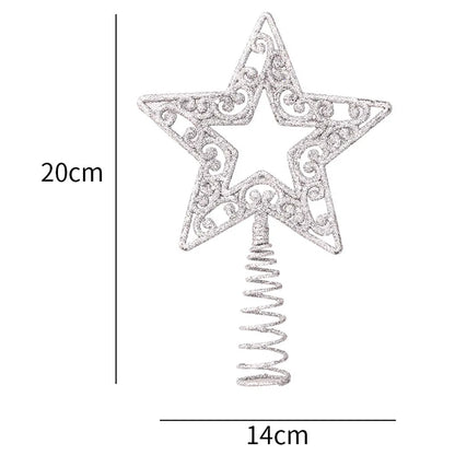 Snowflake Christmas Tree Topper Glitter Hollow Gold Star Xmas Tree Ornaments Christmas Decorations For Home 2023 Xmas New Year 4