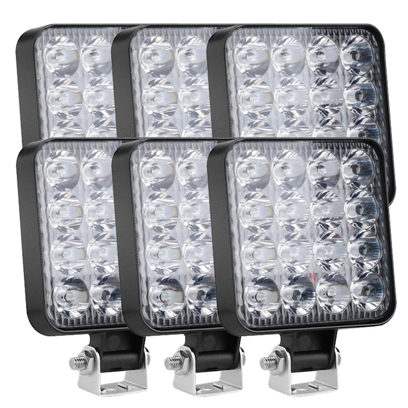 Work Light LED Running Lights Bar Offroad 4X4 Spotlight 12V 24V For Jeep Truck Car Motorcycle Tractor SUV ATV LED Headlights 6 Pieces