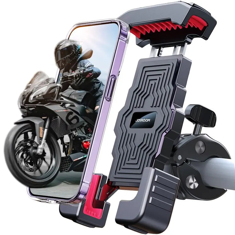 Joyroom Motorcycle Phone Holder Mount Quick Install 1s Automatically Lock & Release,Widely for Phone 4.7"-7'' Bike Phone Holder Black and Red