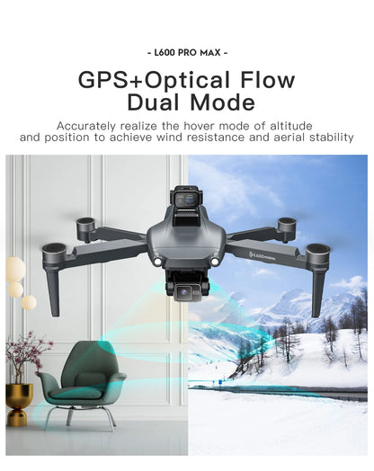 L600 PRO MAX Drone 4K Three-Axis PTZ HD Dual Camera Laser Obstacle Avoidance Brushless Motor GPS 5G WIFI RC FPV Quadcopter Toys