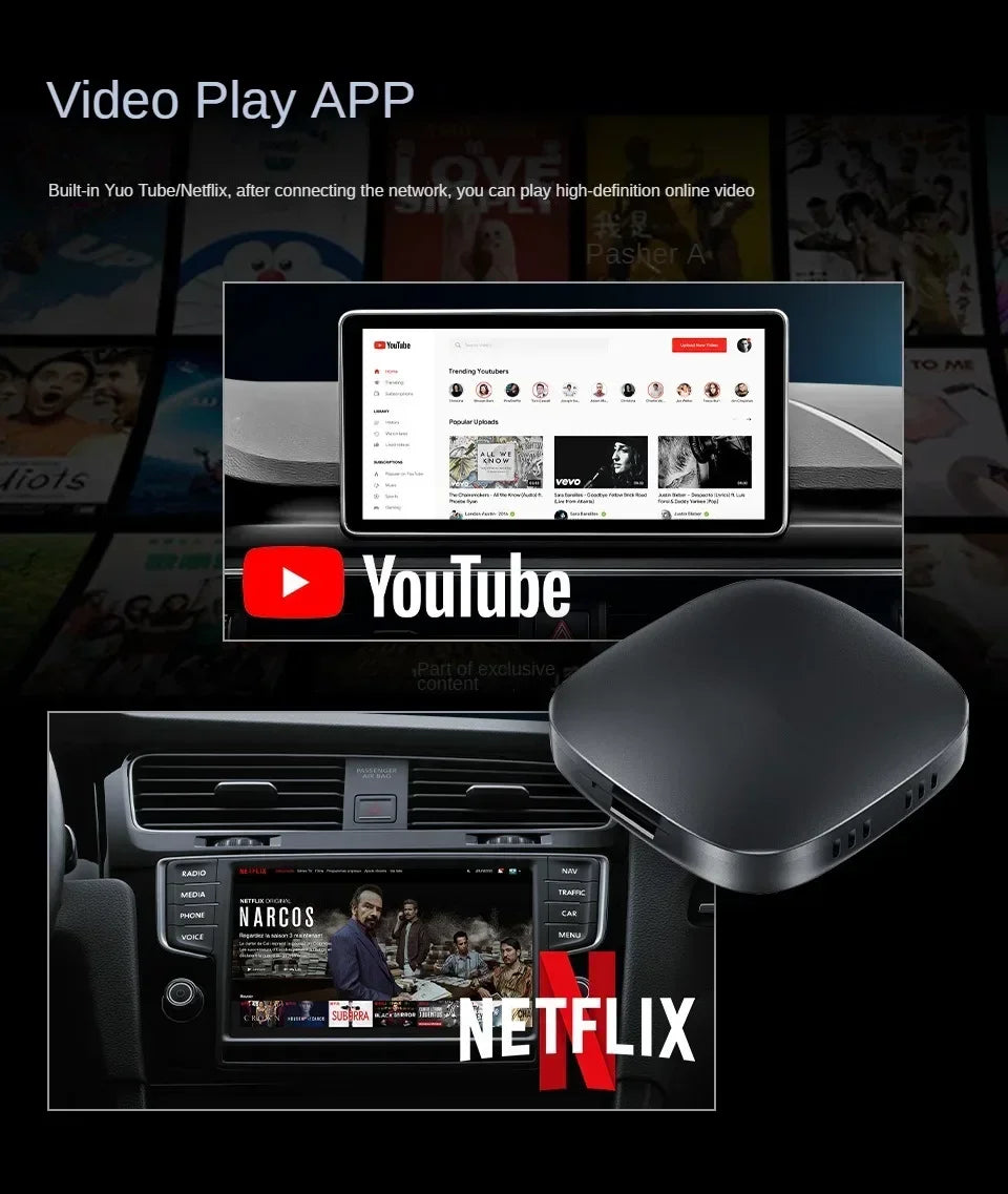 2024 New CarPlay TV Ai Box Android13 Tv Box Support Netflix YouTube Wireless Carplay Android Auto Adapter for Wired Carplay