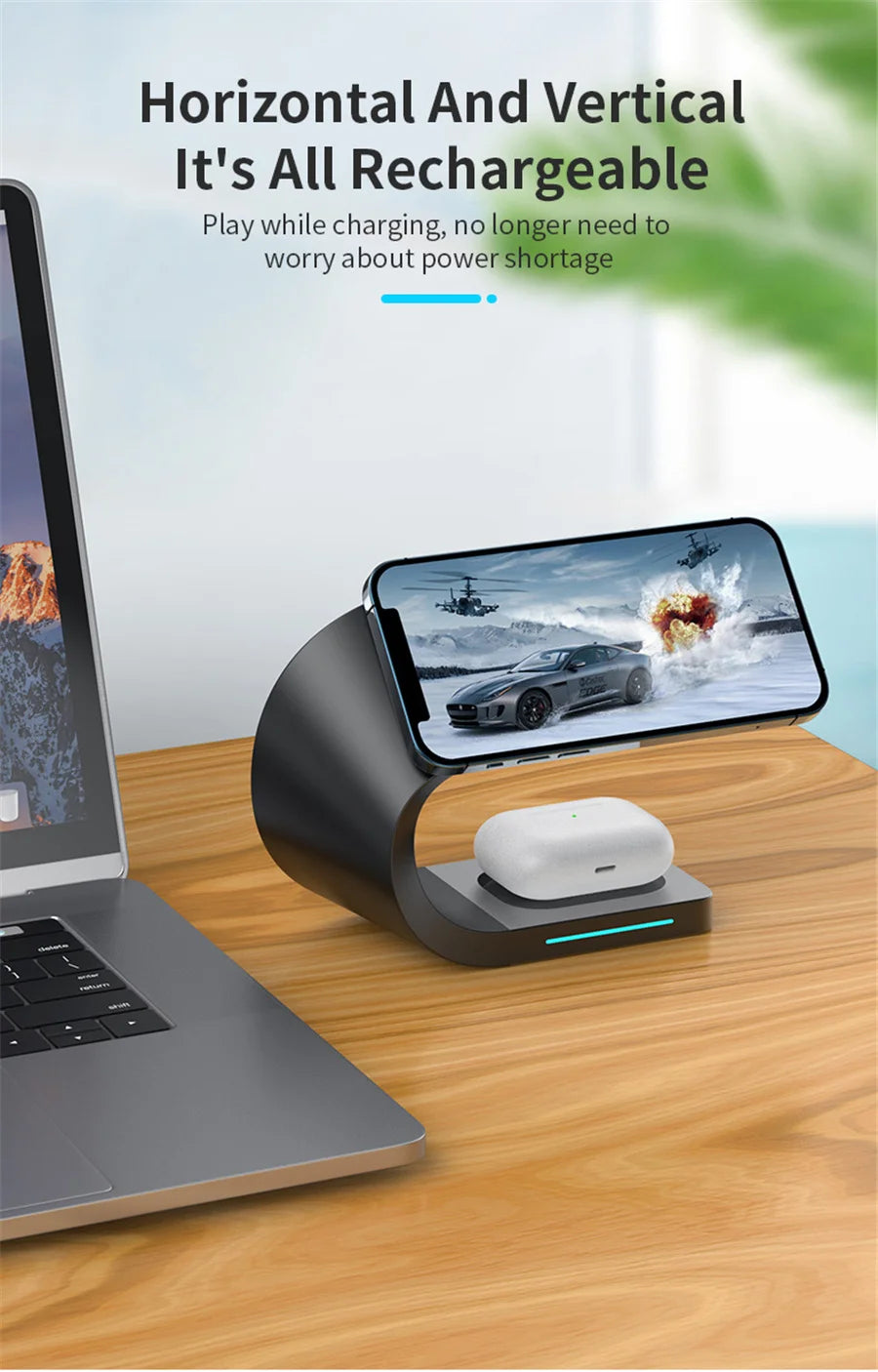 Magnetic Wireless Charger Stand 15W Induction Usb Chargers Quick Fast Charging Dock Station For iPhone 14 13 12 IWatch Airpods