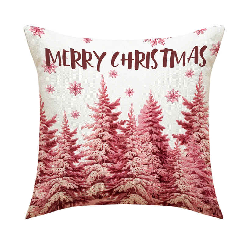 Linen Christmas Pillow Cover Snowman Elk Pillow Case 2023 Christmas Decoration for Home New Year Sofa Car Cushion Cover 45x45cm 27