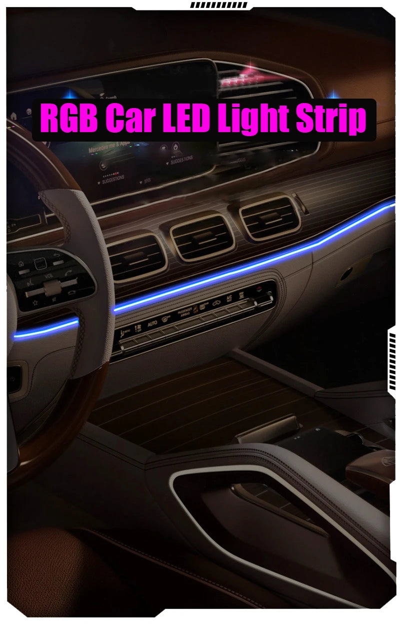 1/2/3/4/5M Car Interior RGB LED Light Strip Ambient Neon Invisible Light USB Fiber Optic Atmosphere Lamp support APP Control