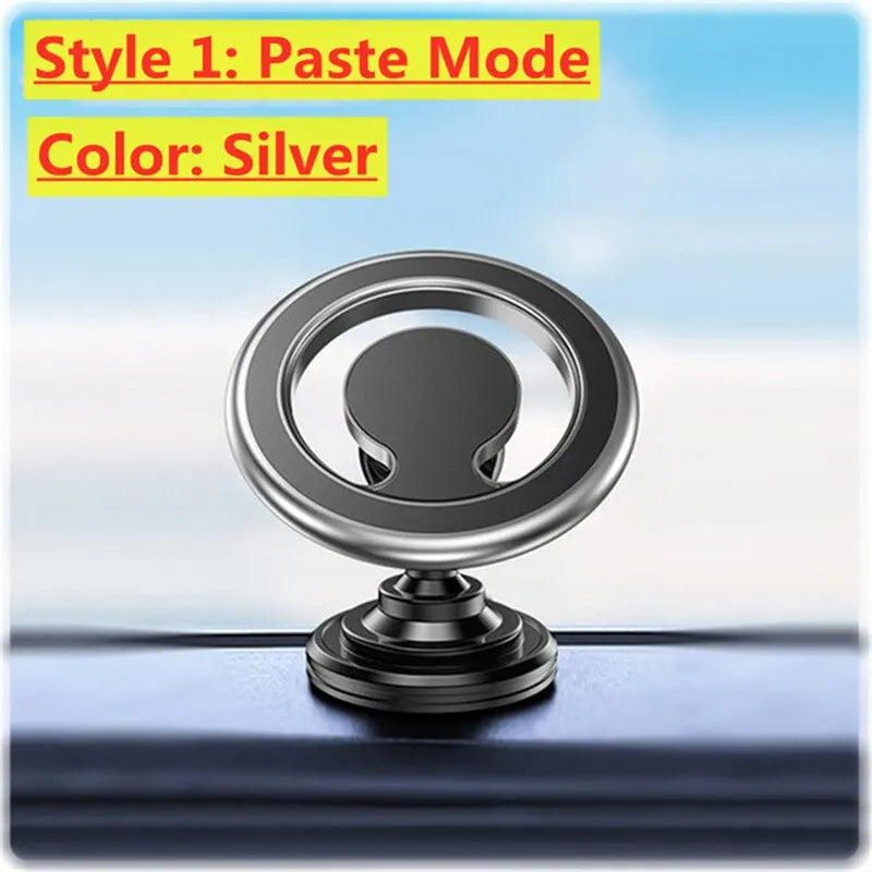 Magnetic Car Phone Holder Stand Magnet Car Mount Support GPS Mobile Bracket in Car For Macsafe iPhone 15 14 13 12 Samsung Xiaomi Paste silver