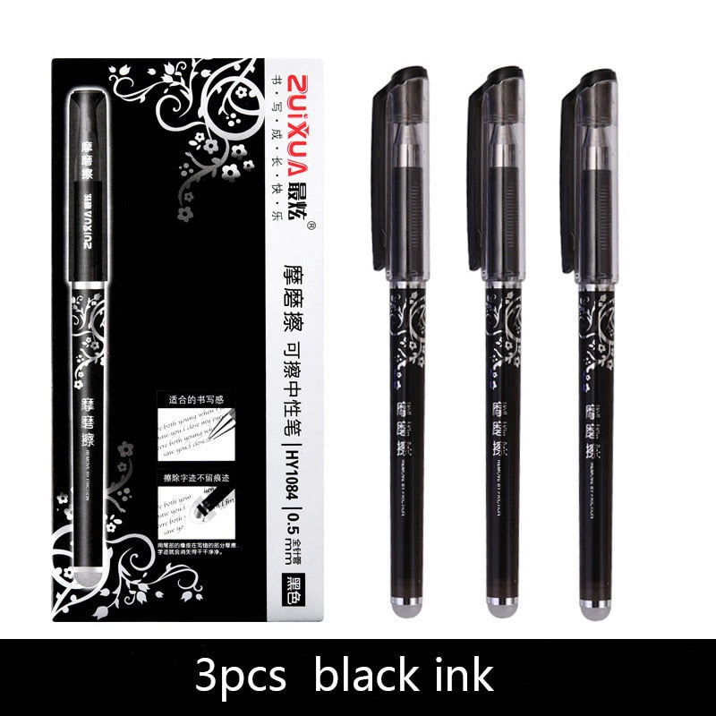 3Pcs/Set Constellation Erasable Gel Pens for School Office Writing Tools Kawaii Neutral Pen Stationery Gift 0.5mm Black Blue Ink 20-3PCS black