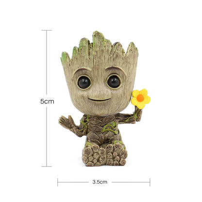 disney Marvel Avengers Groot Mini figure Pen Holder Flower Pot Anime Toys Action Figure Sitting Groot Christmas Kids Toys Gifts A 1PC