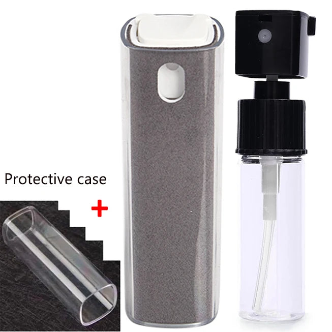 2in1 Microfiber Screen Cleaner Spray Bottle Set Mobile Phone Ipad Computer Microfiber Cloth Wipe Iphone Cleaning Glasses Wipes Grey with case