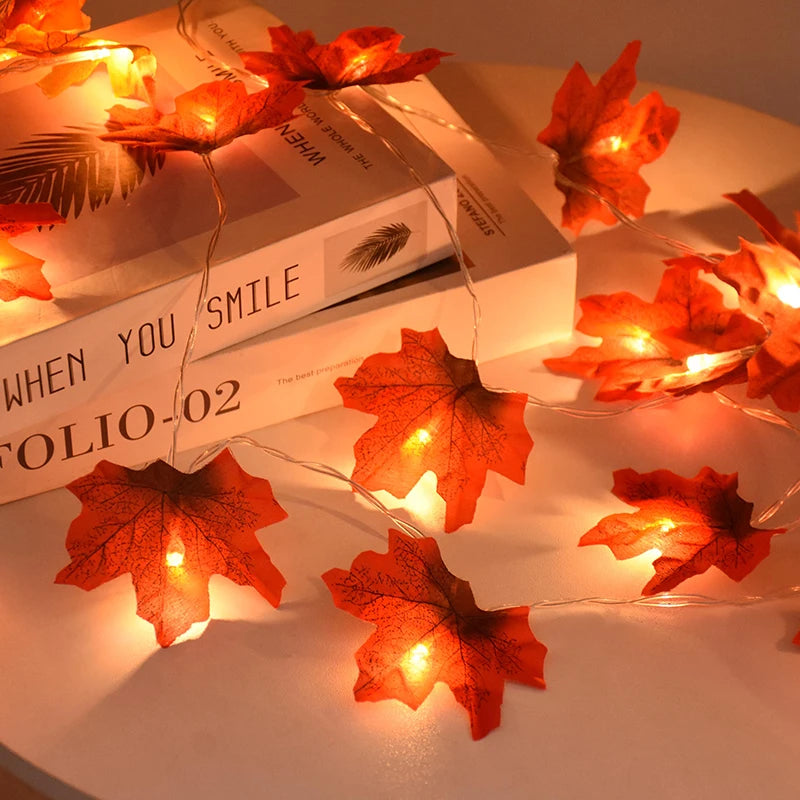 3M 20LED Maple Leaf Light String Fake Autumn Leaves LED Fairy Garland for Christmas Thanksgiving Halloween Party Home Decoration