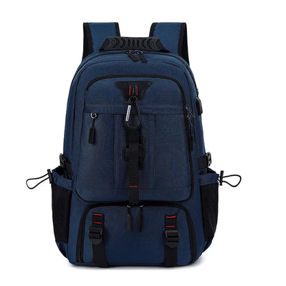 Men Travel Backpack 50-80L Large Capacity Expandable Backpack For Men 17 Inch Laptop Bags Fashion Oxford With Shoe Compartment 60L Blue