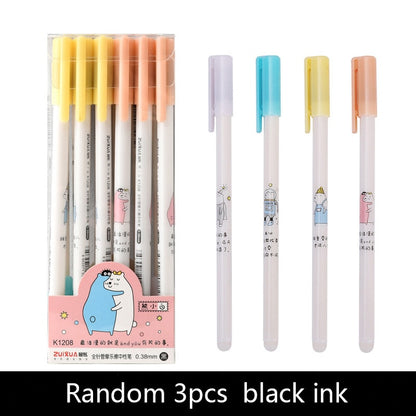 3Pcs/Set Constellation Erasable Gel Pens for School Office Writing Tools Kawaii Neutral Pen Stationery Gift 0.5mm Black Blue Ink D-Random 3PCS black