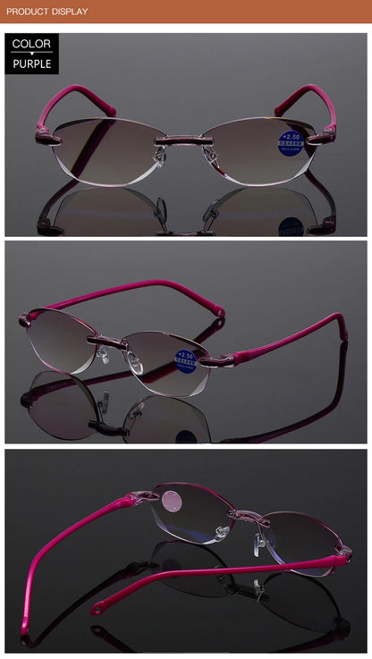 Reading Glasses Men Anti Blue Rays Presbyopia Goggles Women Vintage Rimless Eyewear Diopter +1.0 1.5 2.0 2.5 3.0 3.5 4.0