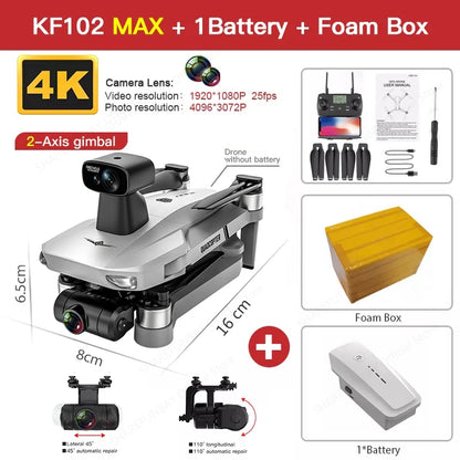 New KF102 MAX Drone 4K Brushless With Professional HD Camera 2-Axis GPS Fpv RC Quadcopter Helicopters Drones Toys For Boys KF102MAX 1B Foam Box CHINA