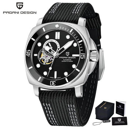 PAGANI DESIGN Brand Sports Men Mechanical Watch Fashion Sapphire 200M Waterproof Automatic Timecode Relogio Masculino 2023 New Black